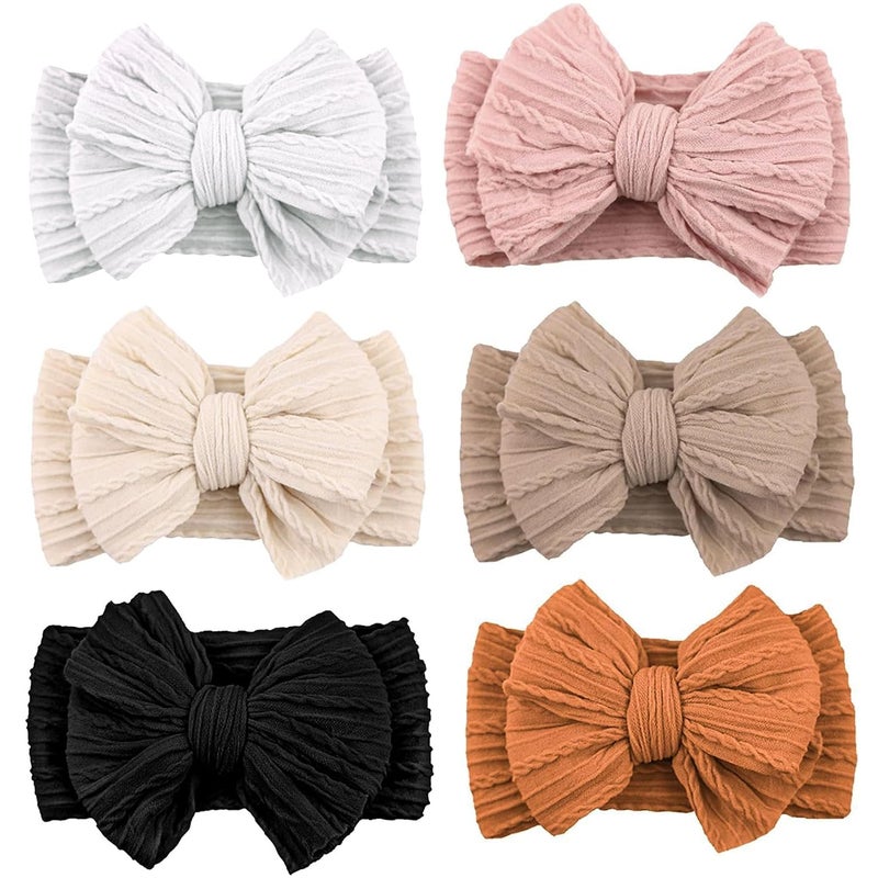 ALinmo 6 Pack Baby Headbands Super Soft Stretchy Nylon Hair Bands Hair Bows Hair Accessories for Baby Girls Newbrons infants Toddlers 04 - Image 1